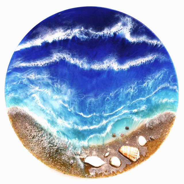 Ocean Waves Round Resin Art