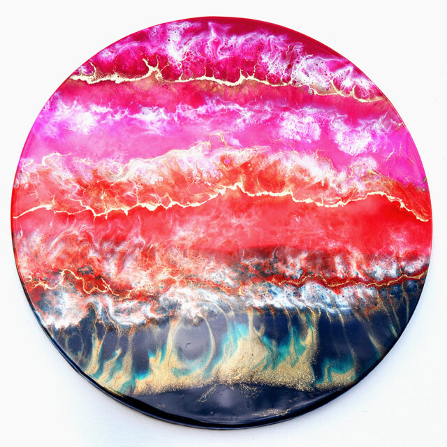 Wavy Sunset Round Resin Art