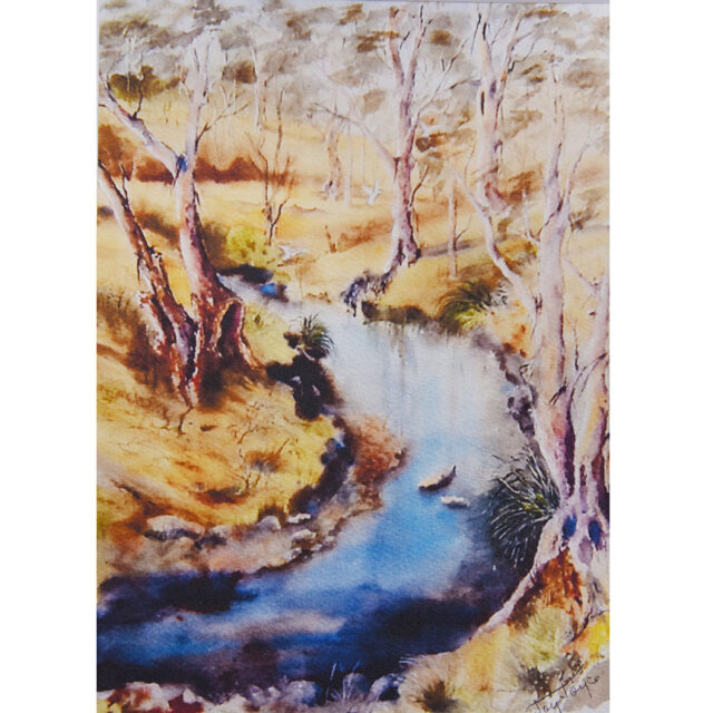 Creek Water Colour Print Art For Nature Lover