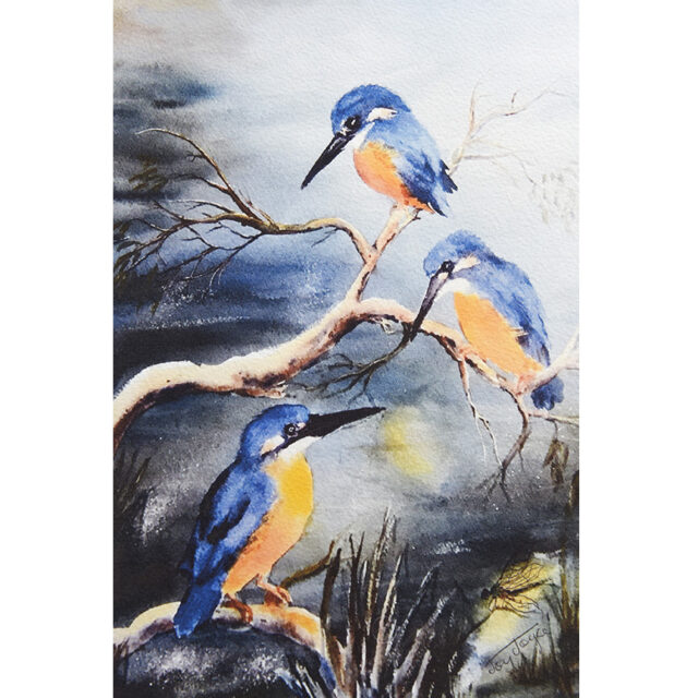 Kingfishers Water Colour Print Art For Nature Lover