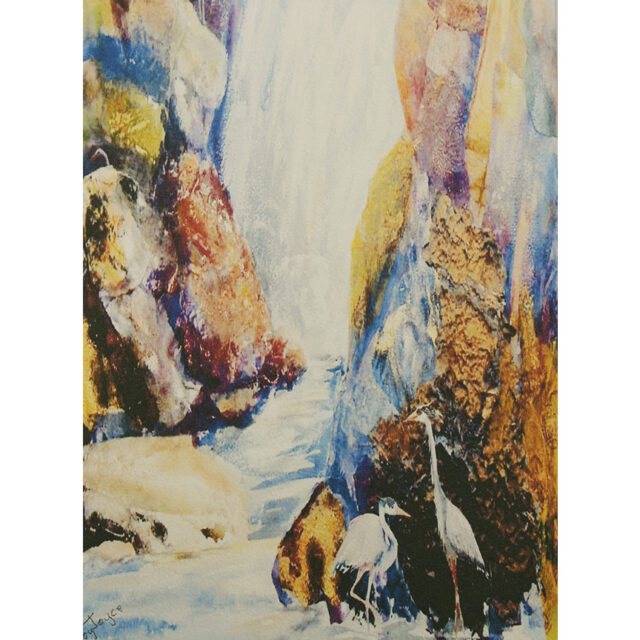 Waterfall Water Colour Print Art For Nature Lover