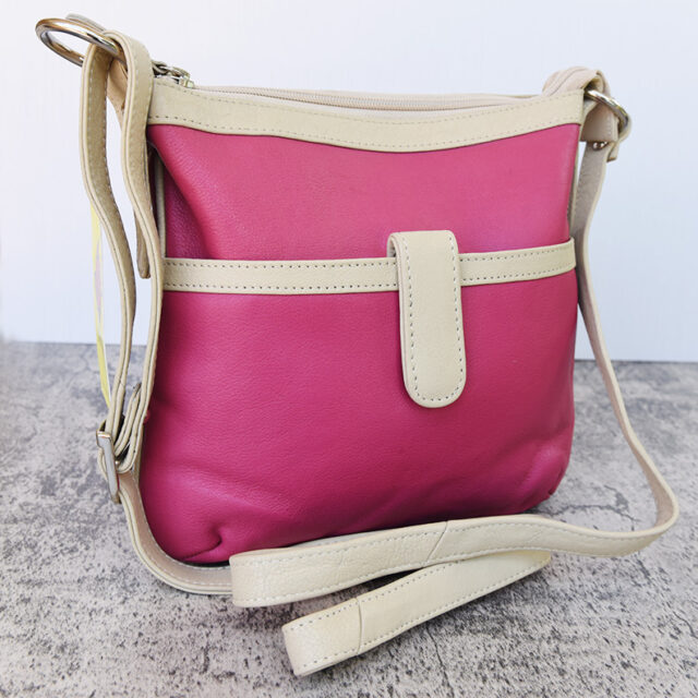 Ladies Gift Pink & Cream Leather Handbag