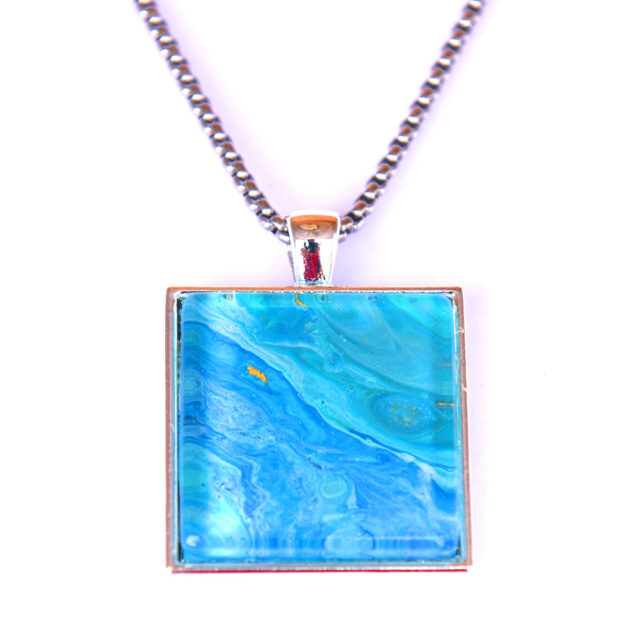 Magic Of The Ocean Square Silver Hand Made Pendant