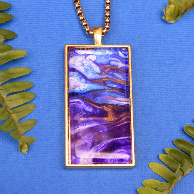 Night Time Wonder Unique Rectangle Gold Acrylic Pendant For Ladies