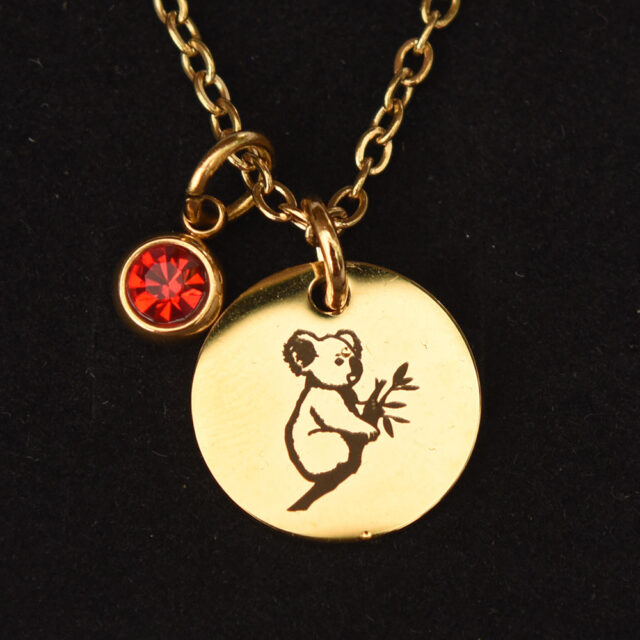 Koala Pendant Stainless Steel Gold Pendant With Red Charm