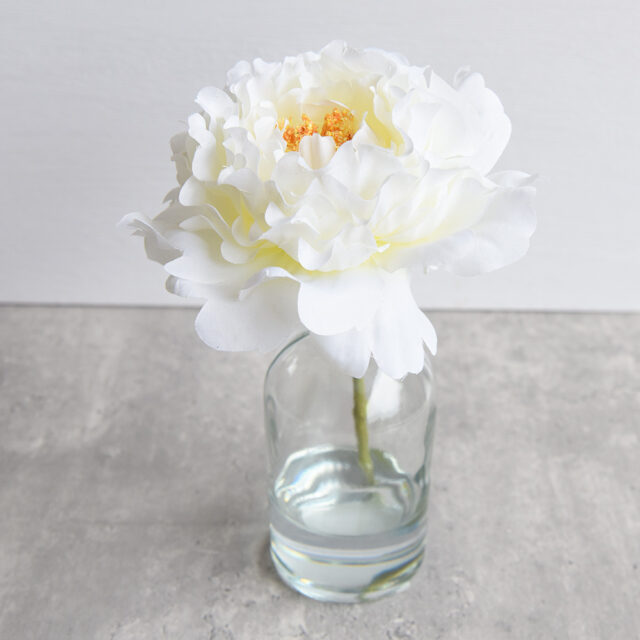 Peony White Rose In Glass Vase With Resin Water For Ladies