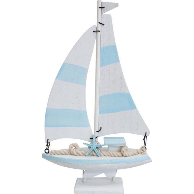 Blue Stripe Sail Boat Ornament